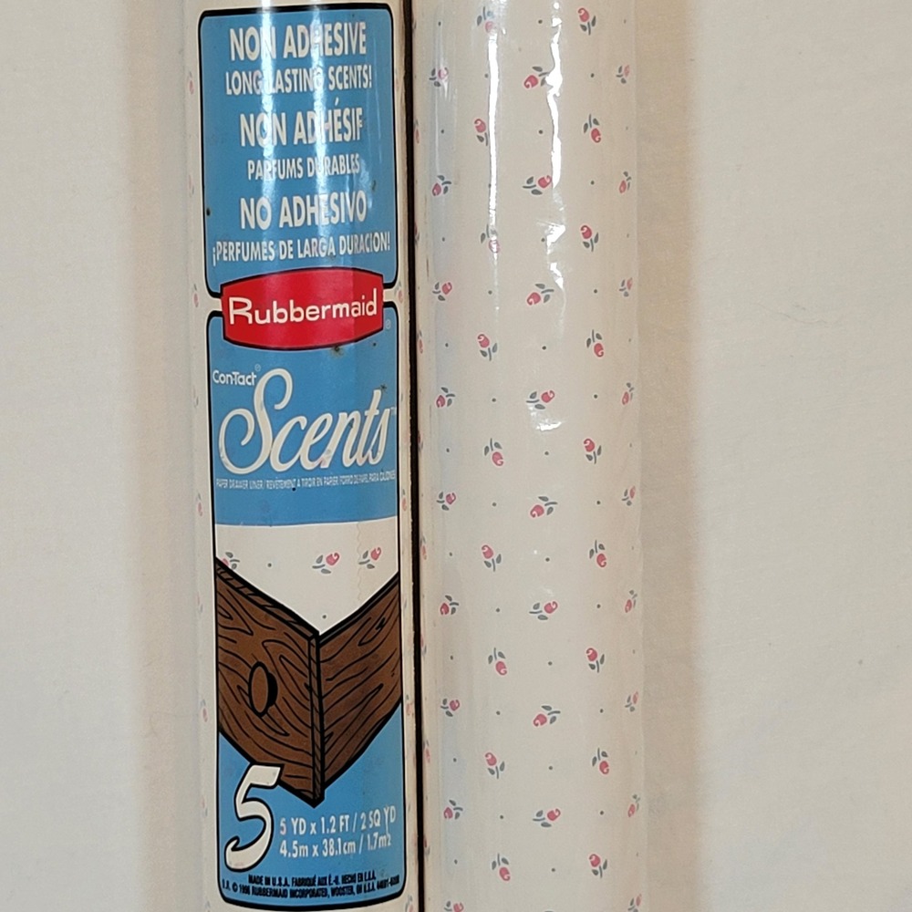 Rubbermaid ConTact Scents Drawer Liner 2 Rolls Baby Powder Floral 5yd‎ Cream